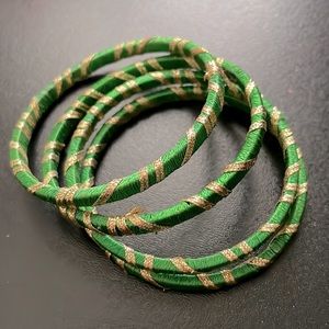 4 green and gold bangles